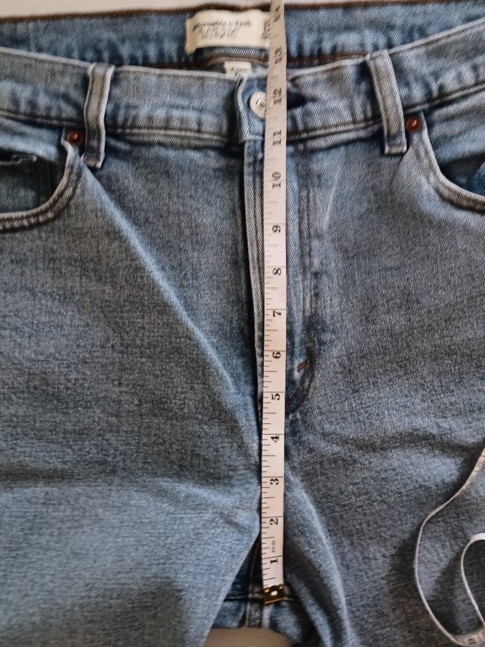 Abercrombie & Fitch Ankle Straight Jeans Ultra High Rise Light Wash Sz 14L (32W) - Picture 12 of 16